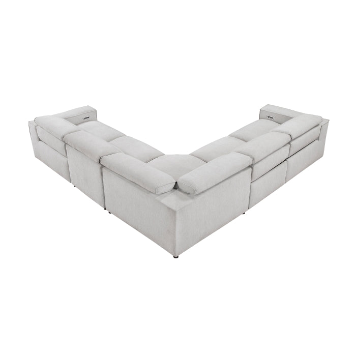 8414GRY*5LRRRPWH 5-Piece Modular Power Reclining Sectional with Power Headrests - 8414GRY*5LRRRPWH