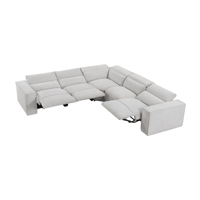 8414GRY*5LRRRPWH 5-Piece Modular Power Reclining Sectional with Power Headrests - 8414GRY*5LRRRPWH