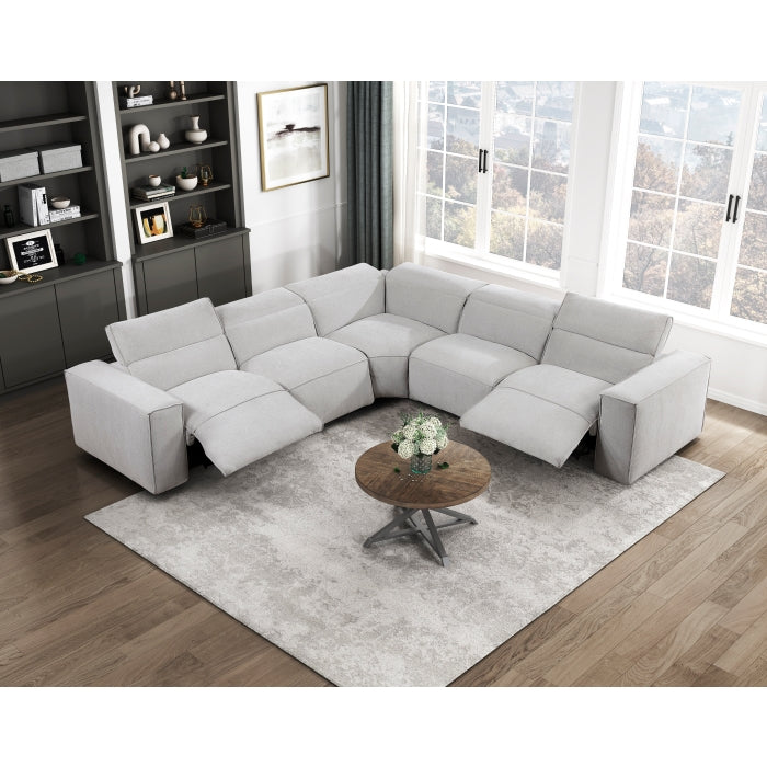 8414GRY*5LRRRPWH 5-Piece Modular Power Reclining Sectional with Power Headrests - 8414GRY*5LRRRPWH