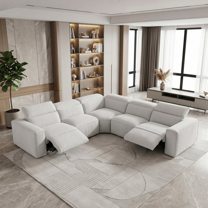 8414GRY*5LRRRPWH 5-Piece Modular Power Reclining Sectional with Power Headrests - 8414GRY*5LRRRPWH