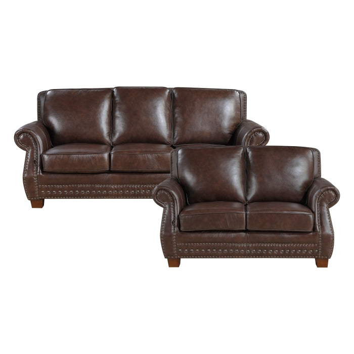 8448BRW*2 2pc Set: Sofa, Love - 8448BRW*2