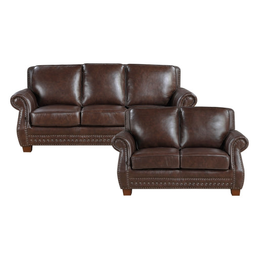 8448BRW*2 2pc Set: Sofa, Love - 8448BRW*2