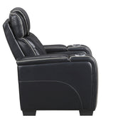 8449BK-1PWHM Power Reclining Chair with Power Headrest, Storage Arms with Cup Holders, Air Massage and Heat, LED Lighting and Charging Ports - 8449BK-1PWHM
