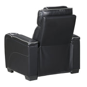 8449BK-1PWHM Power Reclining Chair with Power Headrest, Storage Arms with Cup Holders, Air Massage and Heat, LED Lighting and Charging Ports - 8449BK-1PWHM