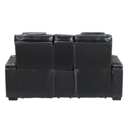 8449BK-2PWHM Power Double Reclining Love Seat with Center Console, Power Headrests, Storage Arms with Cup Holders, Wireless charger,  Air Massage and Heat, LED Lighting and Charging Ports - 8449BK-2PWHM