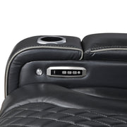 8449BK-2PWHM Power Double Reclining Love Seat with Center Console, Power Headrests, Storage Arms with Cup Holders, Wireless charger,  Air Massage and Heat, LED Lighting and Charging Ports - 8449BK-2PWHM