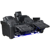 8449BK-2PWHM Power Double Reclining Love Seat with Center Console, Power Headrests, Storage Arms with Cup Holders, Wireless charger,  Air Massage and Heat, LED Lighting and Charging Ports - 8449BK-2PWHM