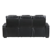 8449BK-3PWHM Power Double Reclining Sofa with Center Drop-Down Cup Holders, Power Headrests, Storage Arms with Cup holders, Reading Lights, Wireless Charger, Air Massage and Heat, LED Lighting and Charging Ports - 8449BK-3PWHM