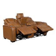8449BR-2PWHM Power Double Reclining Love Seat with Center Console, Power Headrests, Storage Arms with Cup Holders, Wireless charger,  Air Massage and Heat, LED Lighting and Charging Ports - 8449BR-2PWHM