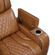 8449BR-2PWHM Power Double Reclining Love Seat with Center Console, Power Headrests, Storage Arms with Cup Holders, Wireless charger,  Air Massage and Heat, LED Lighting and Charging Ports - 8449BR-2PWHM