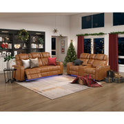 8449BR-3PWHM Power Double Reclining Sofa with Center Drop-Down Cup Holders, Power Headrests, Storage Arms with Cup holders, Reading Lights, Wireless Charger, Air Massage and Heat, LED Lighting and Charging Ports - 8449BR-3PWHM