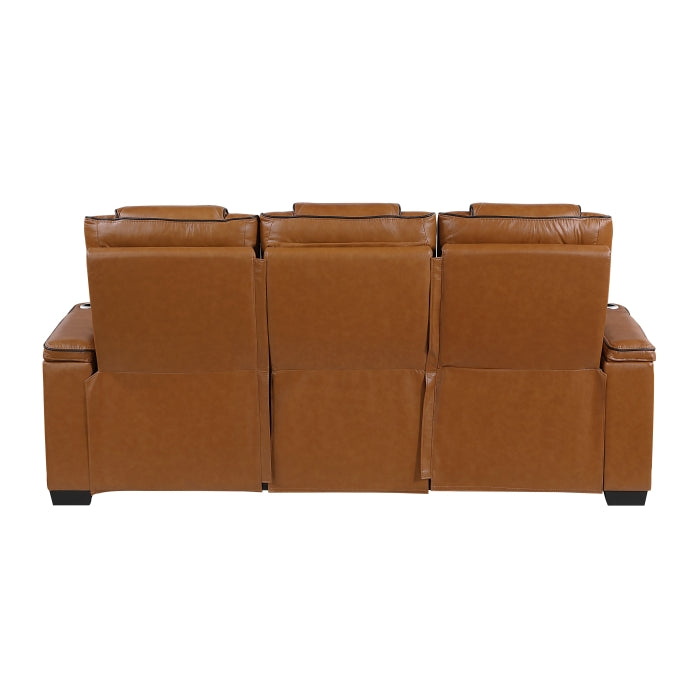 8449BR-3PWHM Power Double Reclining Sofa with Center Drop-Down Cup Holders, Power Headrests, Storage Arms with Cup holders, Reading Lights, Wireless Charger, Air Massage and Heat, LED Lighting and Charging Ports - 8449BR-3PWHM