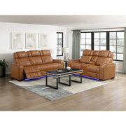 8449BR-3PWHM Power Double Reclining Sofa with Center Drop-Down Cup Holders, Power Headrests, Storage Arms with Cup holders, Reading Lights, Wireless Charger, Air Massage and Heat, LED Lighting and Charging Ports - 8449BR-3PWHM