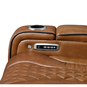 8449BR-3PWHM Power Double Reclining Sofa with Center Drop-Down Cup Holders, Power Headrests, Storage Arms with Cup holders, Reading Lights, Wireless Charger, Air Massage and Heat, LED Lighting and Charging Ports - 8449BR-3PWHM