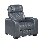 8449BU-1PWHM Power Reclining Chair with Power Headrest, Storage Arms with Cup Holders, Air Massage and Heat, LED Lighting and Charging Ports - 8449BU-1PWHM