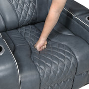 8449BU-1PWHM Power Reclining Chair with Power Headrest, Storage Arms with Cup Holders, Air Massage and Heat, LED Lighting and Charging Ports - 8449BU-1PWHM