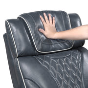 8449BU-2PWHM Power Double Reclining Love Seat with Center Console, Power Headrests, Storage Arms with Cup Holders, Wireless charger,  Air Massage and Heat, LED Lighting and Charging Ports - 8449BU-2PWHM