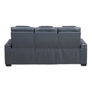8449BU-3PWHM Power Double Reclining Sofa with Center Drop-Down Cup Holders, Power Headrests, Storage Arms with Cup holders, Reading Lights, Wireless Charger, Air Massage and Heat, LED Lighting and Charging Ports - 8449BU-3PWHM