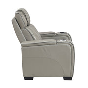 8449GY-1PWHM Power Reclining Chair with Power Headrest, Storage Arms with Cup Holders, Air Massage and Heat, LED Lighting and Charging Ports - 8449GY-1PWHM