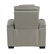 8449GY-1PWHM Power Reclining Chair with Power Headrest, Storage Arms with Cup Holders, Air Massage and Heat, LED Lighting and Charging Ports - 8449GY-1PWHM