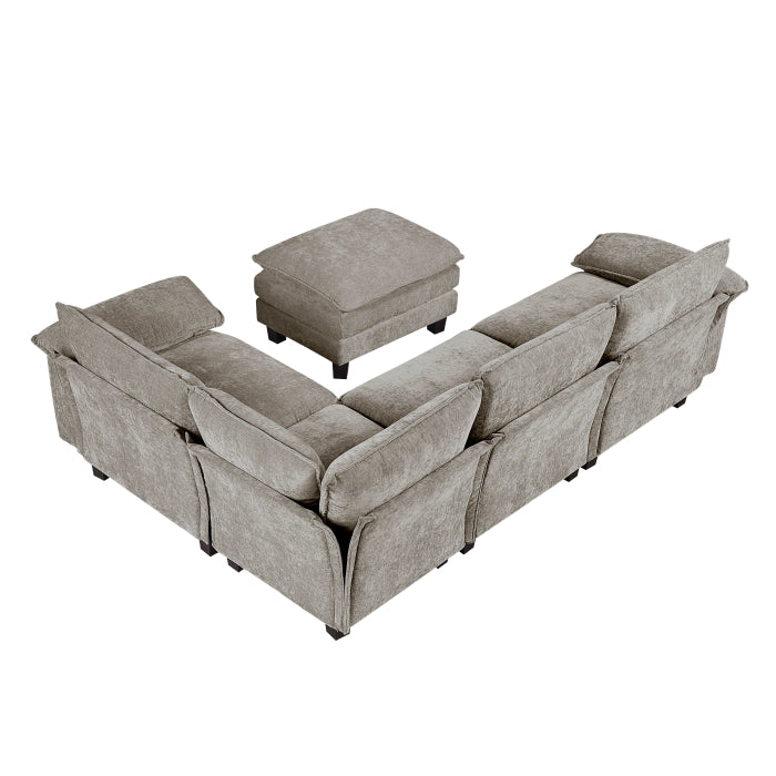 8450PWT*53ACCR (6)5-Piece Modular Sectional with Ottoman - 8450PWT*53ACCR