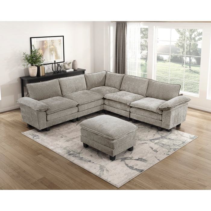 8450PWT*64ACCROT (7)6-Piece Modular Sectional with Ottoman - 8450PWT*64ACCROT