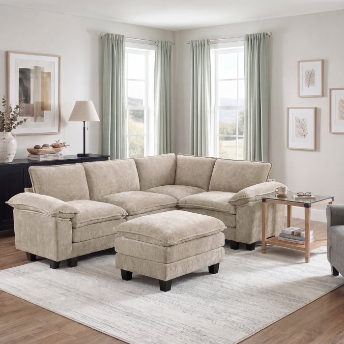 8450TPE*53ACCR (6)5-Piece Modular Sectional with Ottoman - 8450TPE*53ACCR