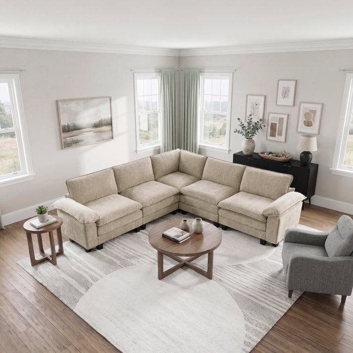 8450TPE*54ACCR (6)5-Piece Modular Sectional - 8450TPE*54ACCR