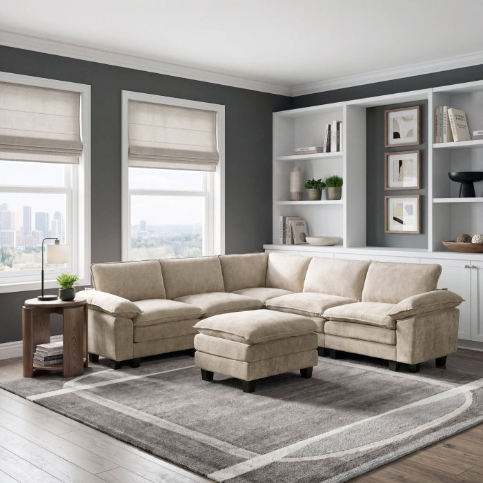 8450TPE*64ACCROT (7)6-Piece Modular Sectional with Ottoman - 8450TPE*64ACCROT
