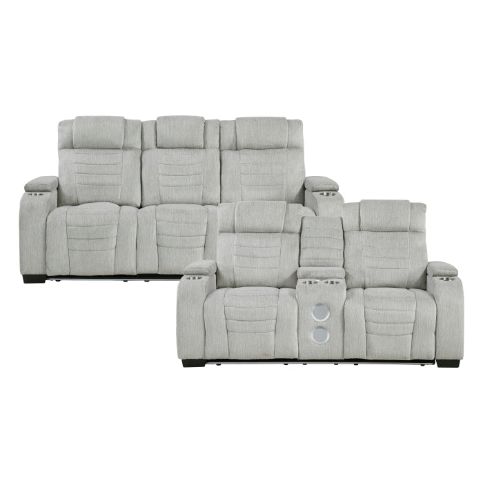 8455GRY*2 2pc Set: Sofa, Love - 8455GRY*2