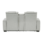 8455GRY-2 Double Reclining Love Seat with Center Console, Wireless Speakers, Storage Arms, Cup holders and LED - 8455GRY-2