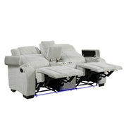 8455GRY-2 Double Reclining Love Seat with Center Console, Wireless Speakers, Storage Arms, Cup holders and LED - 8455GRY-2