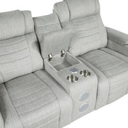 8455GRY-2 Double Reclining Love Seat with Center Console, Wireless Speakers, Storage Arms, Cup holders and LED - 8455GRY-2