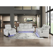 8455GRY-2 Double Reclining Love Seat with Center Console, Wireless Speakers, Storage Arms, Cup holders and LED - 8455GRY-2