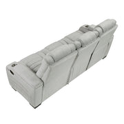 8455GRY-3 Double Reclining Sofa with Center Drop-Down Cup Holders, Storage Arms, Cup Holders, Reading Lights, Magazine Bag, Receptacles, Charging Ports and LED - 8455GRY-3