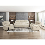 8457BEG-2PW Power Double Reclining Love Seat with Center Console, Wireless Speakers, LED and Charging Ports - 8457BEG-2PW