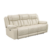 8457BEG-3PW Power Double Reclining Sofa with Center Drop-Down Cup Holders, Wireless Charger, Magazine Bag, LED and Charging Ports - 8457BEG-3PW