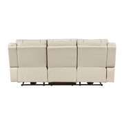 8457BEG-3PW Power Double Reclining Sofa with Center Drop-Down Cup Holders, Wireless Charger, Magazine Bag, LED and Charging Ports - 8457BEG-3PW