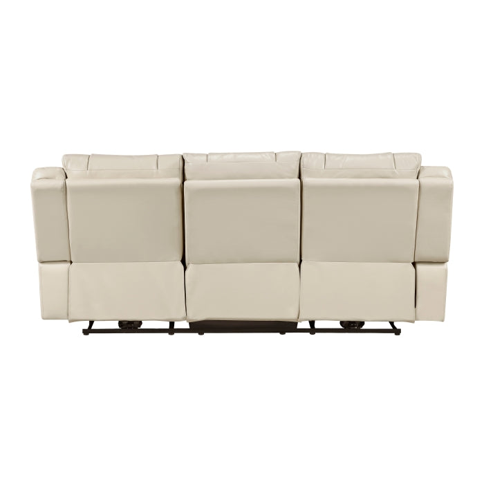 8457BEG-3PW Power Double Reclining Sofa with Center Drop-Down Cup Holders, Wireless Charger, Magazine Bag, LED and Charging Ports - 8457BEG-3PW