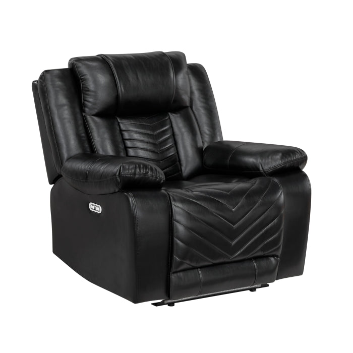 8457BLK-1PW Power Reclining Chair with LED and Charging Ports - 8457BLK-1PW