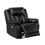 8457BLK-1PW Power Reclining Chair with LED and Charging Ports - 8457BLK-1PW