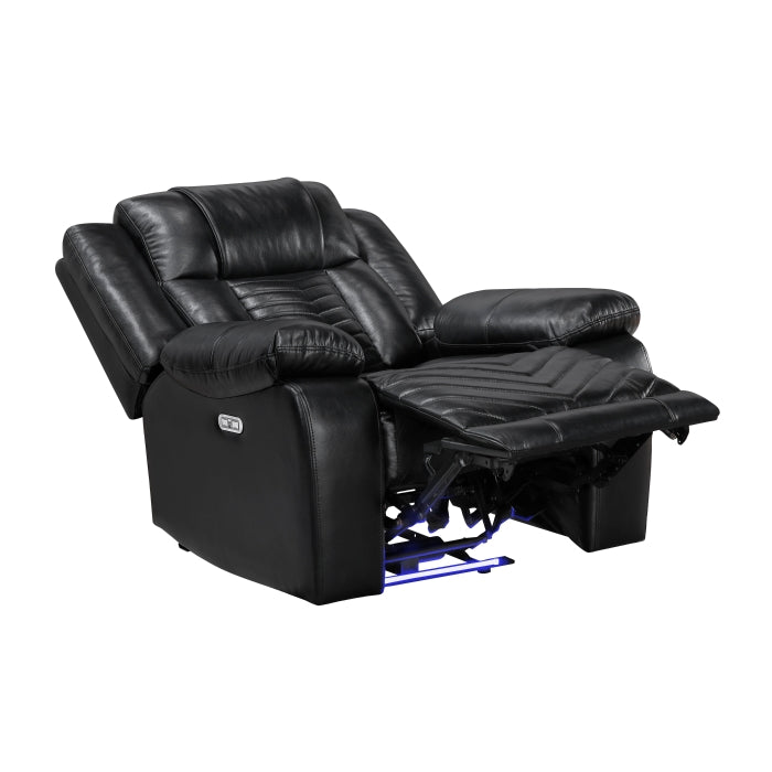 8457BLK-1PW Power Reclining Chair with LED and Charging Ports - 8457BLK-1PW