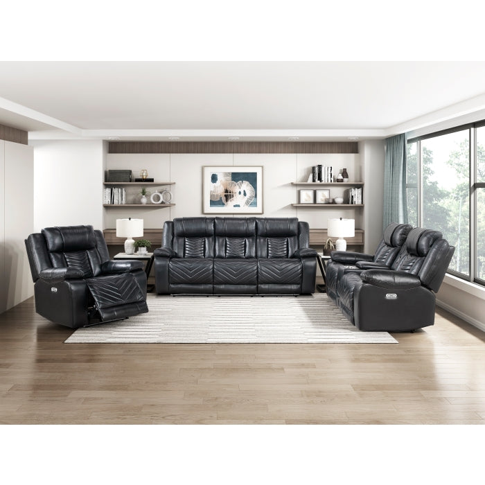 8457BLK-1PW Power Reclining Chair with LED and Charging Ports - 8457BLK-1PW