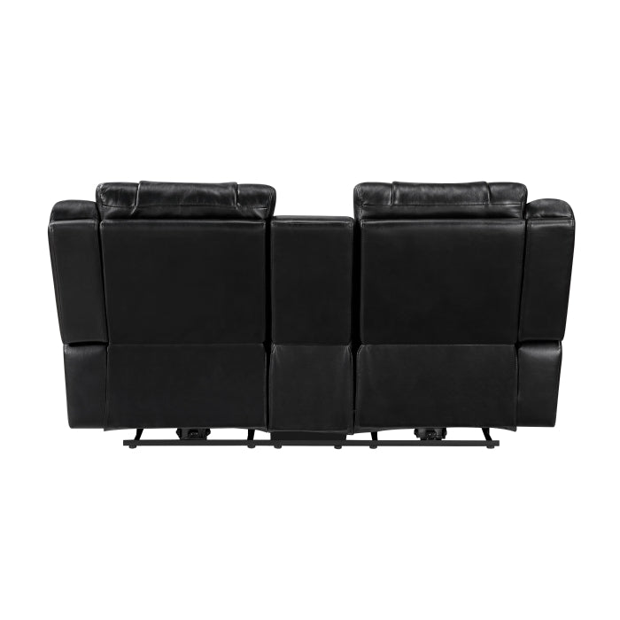 8457BLK-2PW Power Double Reclining Love Seat with Center Console, Wireless Speakers, LED and Charging Ports - 8457BLK-2PW