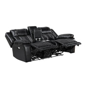 8457BLK-2PW Power Double Reclining Love Seat with Center Console, Wireless Speakers, LED and Charging Ports - 8457BLK-2PW