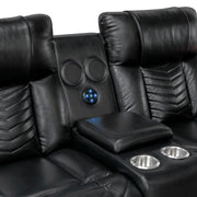 8457BLK-2PW Power Double Reclining Love Seat with Center Console, Wireless Speakers, LED and Charging Ports - 8457BLK-2PW