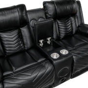 8457BLK-2PW Power Double Reclining Love Seat with Center Console, Wireless Speakers, LED and Charging Ports - 8457BLK-2PW