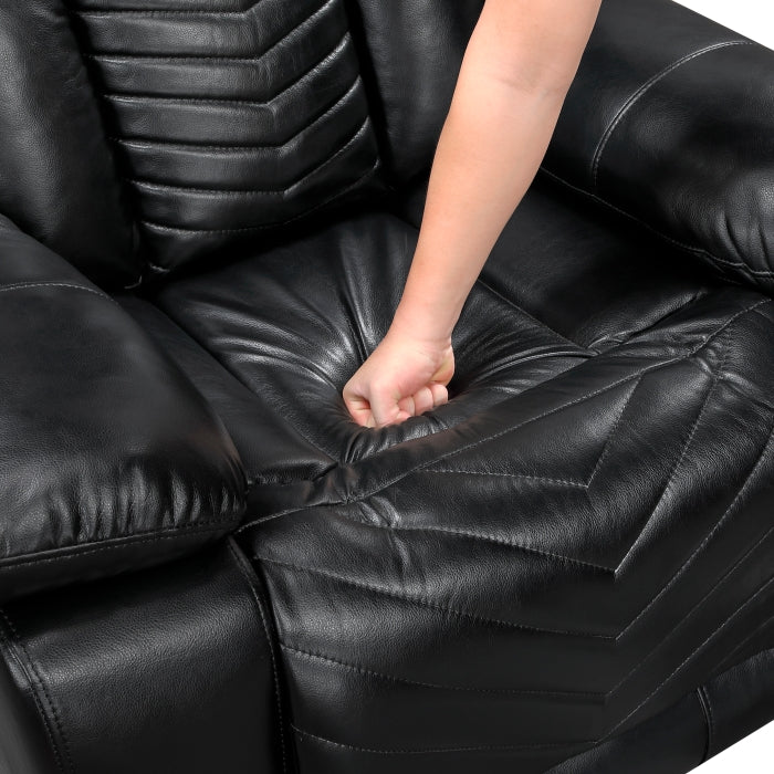8457BLK-2PW Power Double Reclining Love Seat with Center Console, Wireless Speakers, LED and Charging Ports - 8457BLK-2PW
