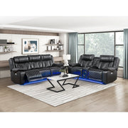 8457BLK-2PW Power Double Reclining Love Seat with Center Console, Wireless Speakers, LED and Charging Ports - 8457BLK-2PW