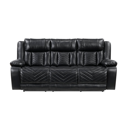8457BLK-3PW Power Double Reclining Sofa with Center Drop-Down Cup Holders, Wireless Charger, Magazine Bag, LED and Charging Ports - 8457BLK-3PW
